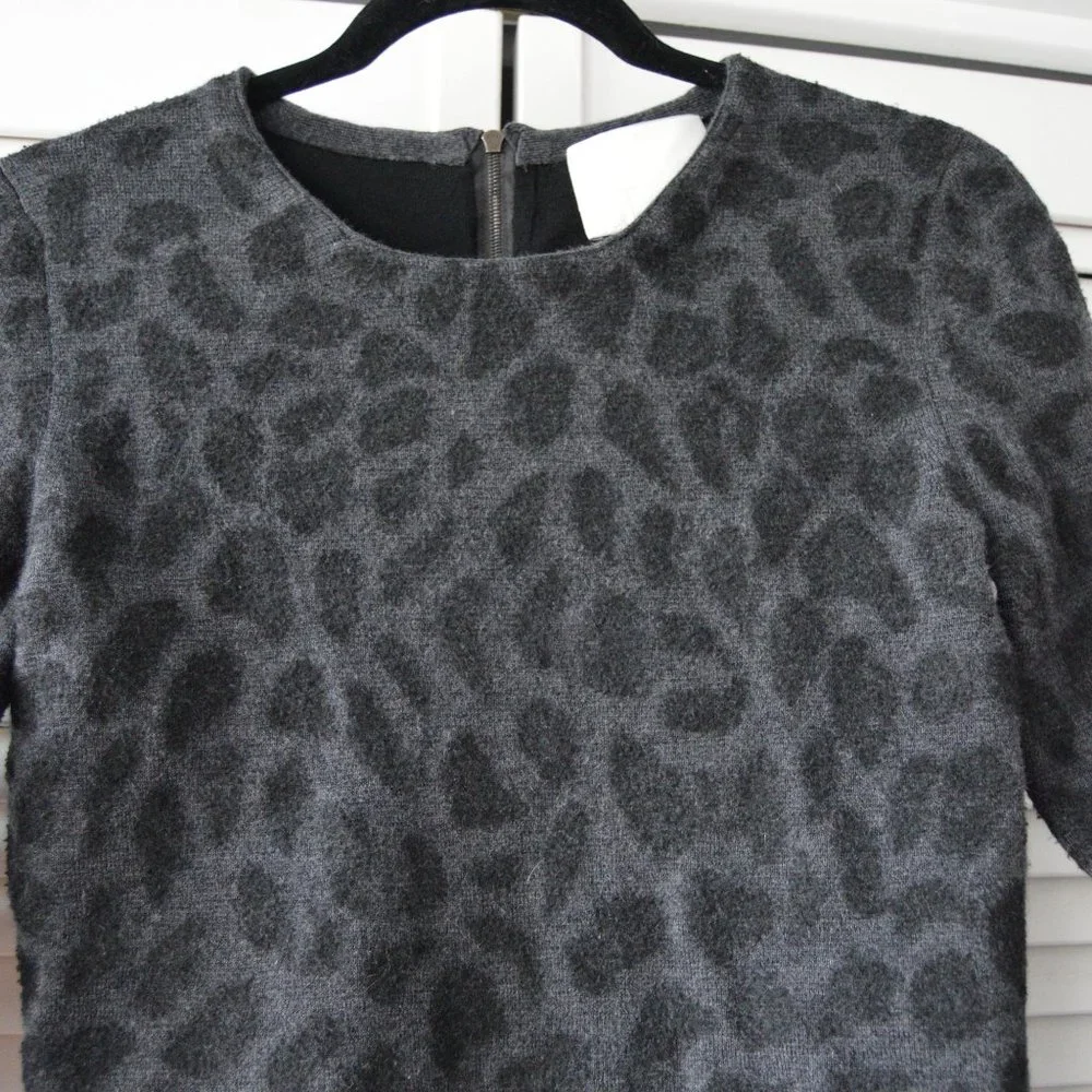 3.1 Phillip Lim Wool Leopard Print Mini Dress | Size Medium - Picture 3 of 6